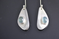 Asymmetric reticulated Sterling silver and Aquamarine Earrings