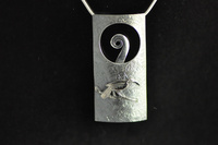  Koru, Huia and Textured Blackened silver Pendant