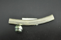 Pacific Black Pearl and Silver Bar Brooch
