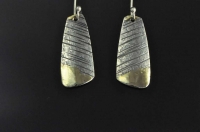 Pendular 18ct gold  textured and darkened silver earrings