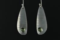 Peridot and textured silver asymmetric earrings