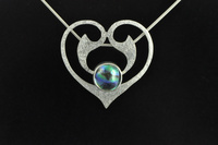 Art Nouveau style Paua pearl and silver pendant