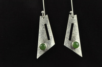 Pounamu and textured silver triangular earrings (and pendant)