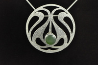 Art Nouveau style Pounamu and silver pendant