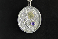 Granulated Silver, 18ct Gold and Amethyst Pendant