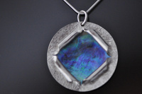 Paua and Silver Rolled Edges Pendant