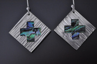 Paua shell and Cross Textured Silver Earrings. 