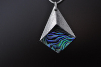 Hollow Form Paua and Silver Pendant