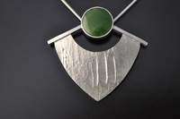 Open Form Textured Silver and Pounamu Pendant