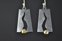 Riven Black Silver and Gold Earrings