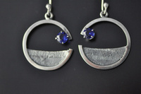 Blue Sapphire and Silver Earrings