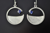 Blue Sapphire and Silver Earrings