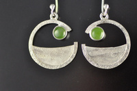 Pounamu and Textured Silver Hoop Earrings