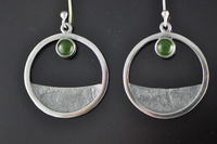 Pounamu and Textured Silver Hoop Earrings