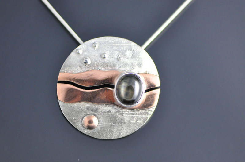 Matariki and the Black Star Pendant NZ Modern Bob Wyber Jewellery