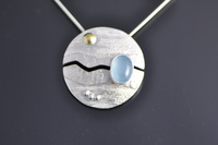 Aquamarine, 22ct Gold and Sterling silver Pendant