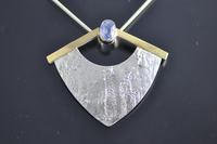 Blue Sapphire, 22ct Gold and Silver Pendant
