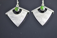 Pounamu and Textured Silver Earrings