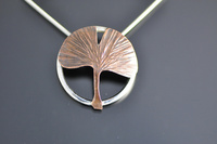 Bronze Gingko Silver Pendant