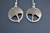Bronze Gingko Silver Earrings