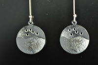 Matariki (Southern Cross), hollow-form, textured, darkened Sterling silver earrings