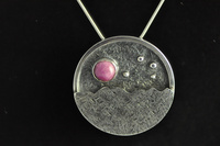 Matariki (Southern Cross)  silver and ruby pendant