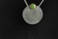 Gold Bezel Pounamu and Textured Silver Pendant