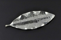 Lemonwood leaf silver brooch