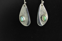 Asymmetric reticulated Sterling silver and Welo Ethiopian opal earrings