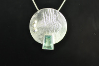 Aquamarine and Granulated Silver Pendant