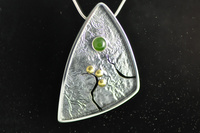 'Gold in the River' Landscape Silver Pendant