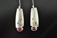Asymmetric Silver and Ruby Earrings