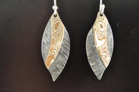 Asymmetric Blackened Silver and Mokume Gane Earrings