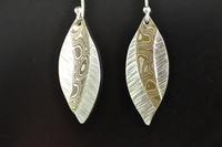 Asymmetric Bright Silver and Mokume Gane Earrings