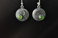 Quarter Moon and Pounamu Silver Earrings