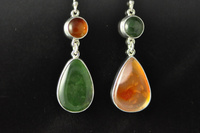 Pounamu and Carnelian Silver vice versa Earrings