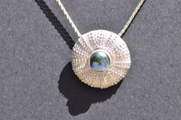 Kina and Blue Paua Pearl Silver Pendant