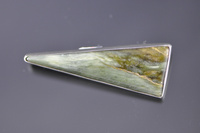 Patterned Pounamu and Sterling silver Brooch