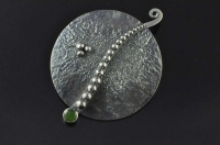 Koru and Pounamu granulated silver brooch