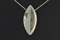 Mokume Gane, Pounamu and Sterling silver contemporary pendant