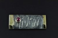 Ruby, 22ct gold and silver bar brooch