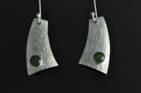 Pounamu and textured silver earrings