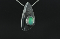 Asymmetric reticulated Sterling silver and Welo Ethiopian opal pendant