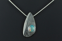 Asymmetric reticulated blackened Sterling silver and Welo Ethiopian opal pendant
