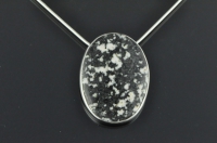 Black and white Riverton Rocks pebble and Sterling silver pendant