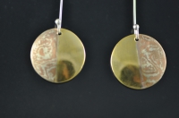 Mokume Gane and 22ct gold disk earrings