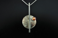 Mokume Gane and Sunstone silver pendant