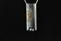 Mokume Gane, Sterling silver and Pearl pendant