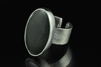 Kawa Kawa Pounamu and Sterling silver wide band Ring