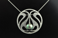 Art Nouveau style Paua pearl and silver pendant